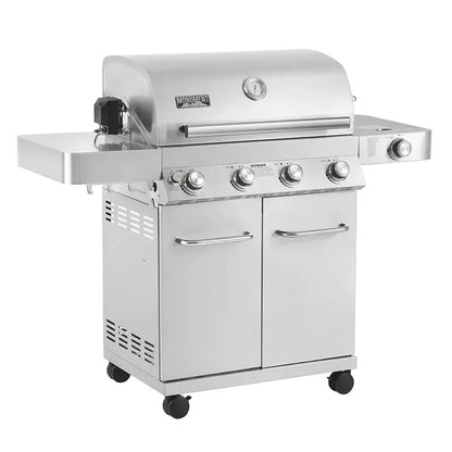 Monument Grills 4-Burner Propane Gas Grill  Stainless Steel, Includes Rotisserie Kit