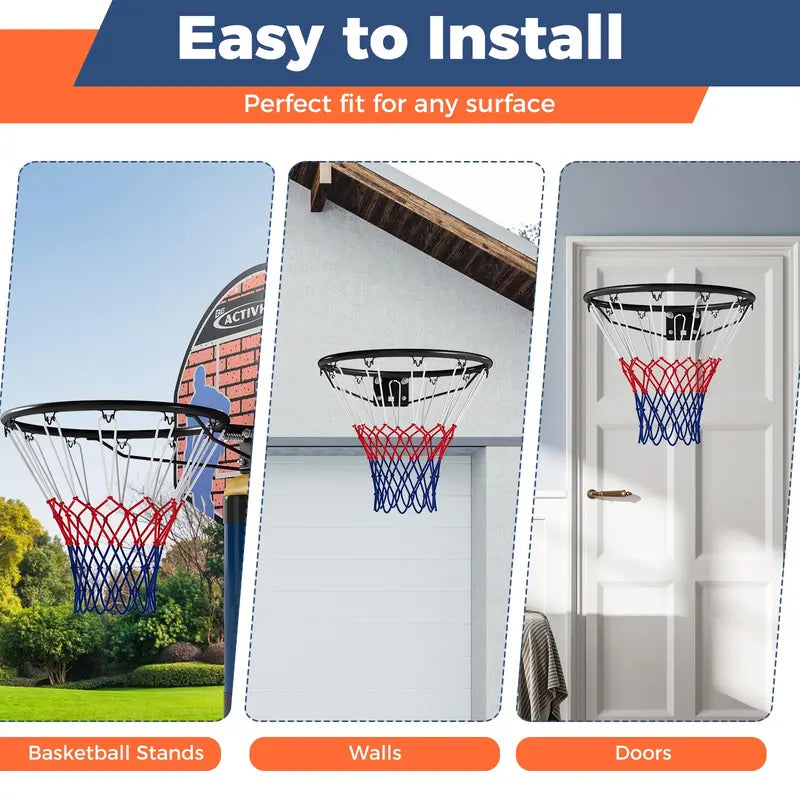 18-Inch All-Weather Replacement Basketball Rim with Dual-Spring Mechanism and Durable Net