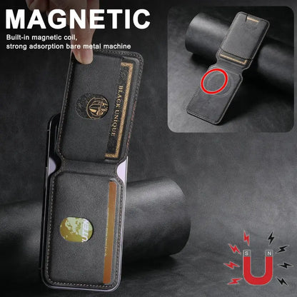 Luxury Brown Leather Magnetic Card Holder Wallet for iPhone