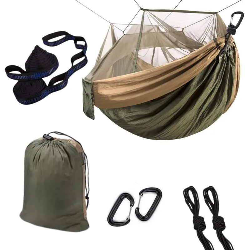 Large Mesh-Top Camping Hammock (78″ x 118″) with Tree-Friendly Suspension Straps