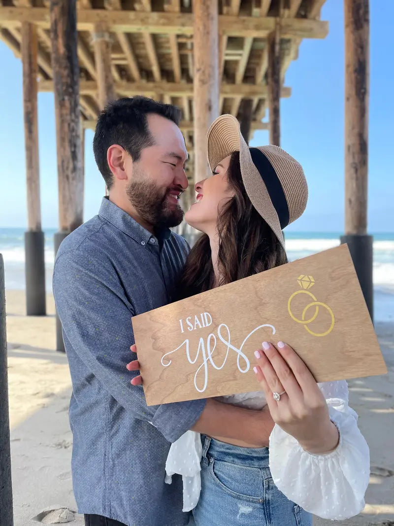 Wooden ‘I Said Yes’ Wedding Countdown Sign for Brides-to-Be