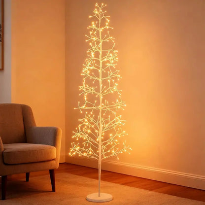 5/6/7-Foot Pre-Lit LED Birch Twig Tree with Warm White Lighting and Reinforced Base