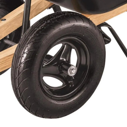 10-Cubic-Foot Poly Wheelbarrow with Pneumatic Tires and Ergonomic Hardwood Handles
