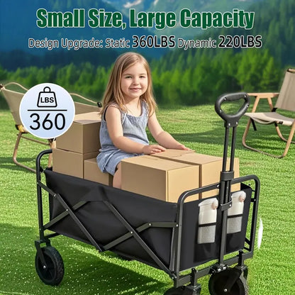 All-Terrain 4-Wheel Folding Beach Cart  37″ Extended Frame, 480 lb Capacity, Compact Fold Design