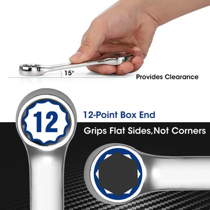 WORKPRO 12-Piece Stubby Combination Wrench Set for Tight Spaces