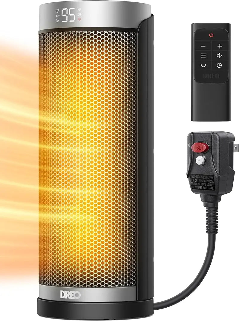 Dreo Portable 1500W Space Heater | 70° Oscillating PTC Heater with 8 Safety Protections, 5 Modes, Remote Control, 12H Timer & Ultra-Quiet Operation