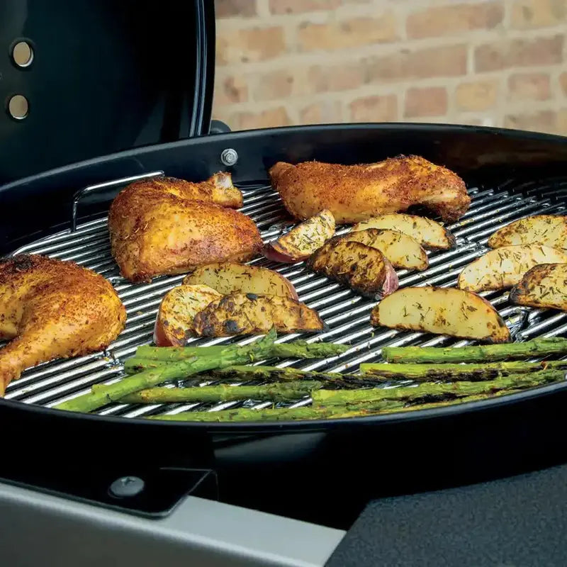 22-Inch Black Charcoal Grill with Built-In Thermometer and Integrated Storage Rack