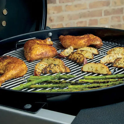 22-Inch Black Charcoal Grill with Built-In Thermometer and Integrated Storage Rack