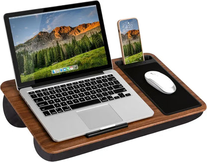 Ergonomic Lap Desk for Remote Work Featuring Integrated Mouse Pad, Cushion & Device Slot