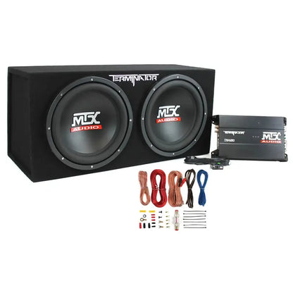 MTX ThunderForm Dual 12-Inch Subwoofer System  Complete Car Audio Kit with Enclosure & Amplifier