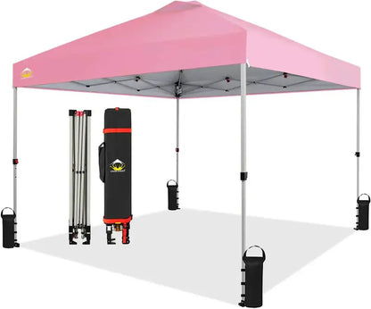 10×10 One-Click Pop-Up Awning  Silver-Coated Sunshade Canopy for Beach, Picnic & Outdoor Events
