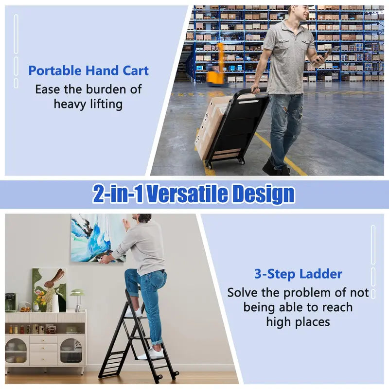 2-in-1 Multi-Function Hand Truck Dolly & Step Ladder