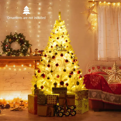 White Pre-Lit Christmas Tree  Dual-Mode Lighting: Warm White + RGB Color-Changing LEDs