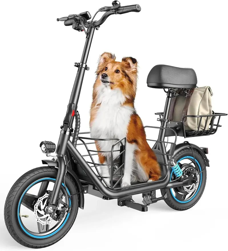Adult Electric Scooter Featuring a Spacious Center Cargo Basket