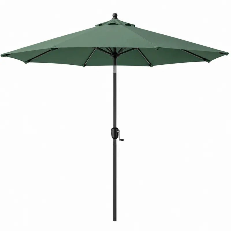 9 ft Crank-Operated Patio Table Umbrella with UV-Protective Canopy and 8-Rib Support