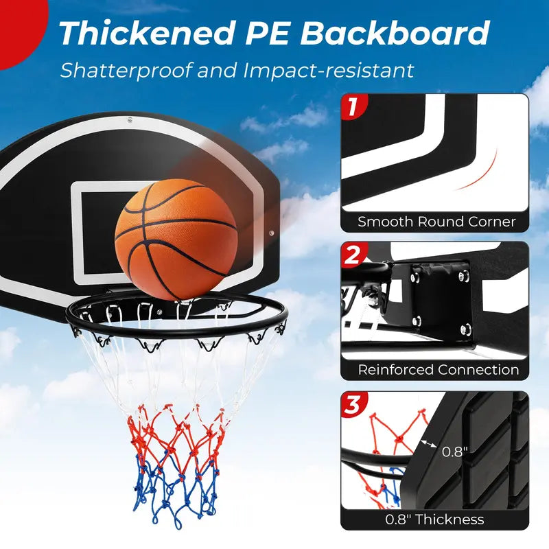 Heavy-Duty Wall-Mounted Basketball Hoop with Shatterproof 28.5″ x 18″ Backboard and 17″ Steel Rim
