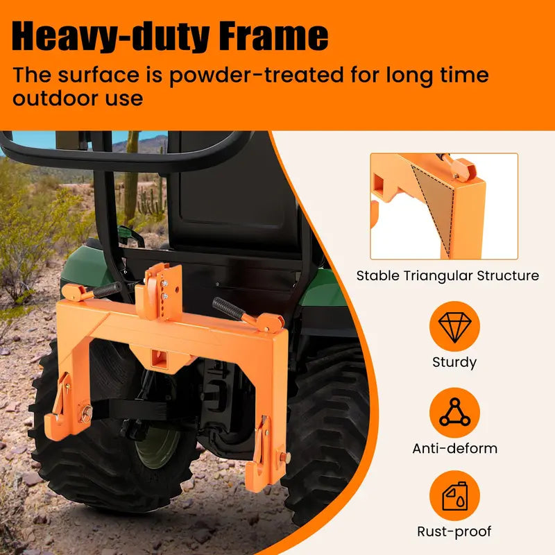 Adjustable 3-Point Quick Hitch  3000 lb Towing Capacity with 5-Position Height Settings