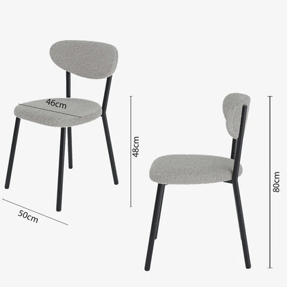 Lot de 2 chaises tissu bouclette pied métal