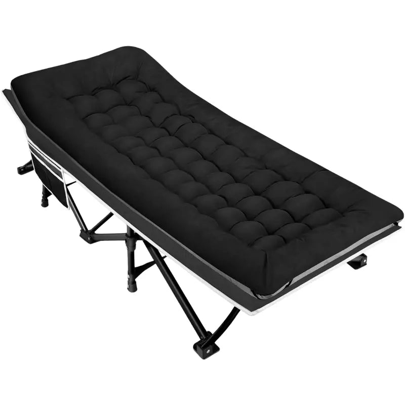 Wide 28″ Folding Camping Cot with High-Density Mattress  600 lb Weight Limit