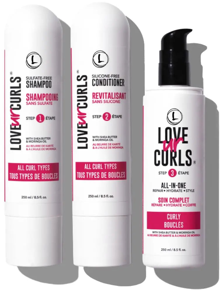 LUS 3-Step Curly Hair System: Shampoo, Conditioner & Styler  8.5oz Each  Nongreasy & Moisturizing