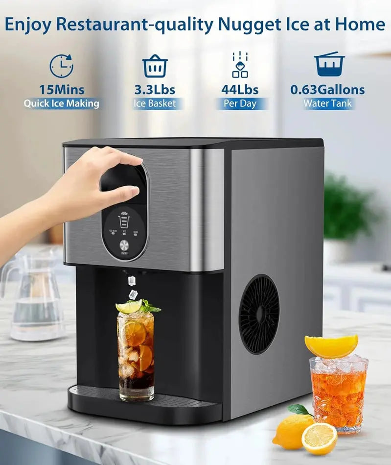 Countertop Nugget Ice Maker  44 lbs/24H Output, Built-In Dispenser