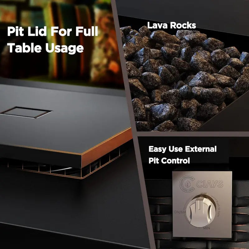 50,000 BTU Propane Fire Pit Table  Modern Gas-Powered Outdoor Heat & Ambiance