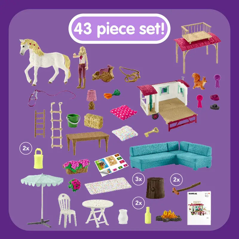 Schleich Horse Club Camper Playset, 43-Piece Realistic Horse Toys for Kids Aged 5-12