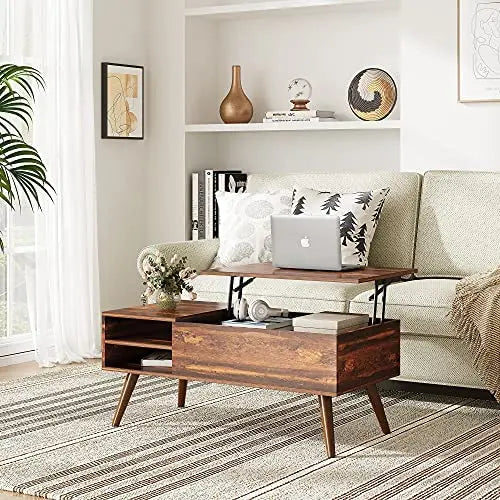 WLIVE Lift Top Coffee Table with Hidden Compartment & Adjustable Shelf  Wood, Ample Storage, Stable Mechanism