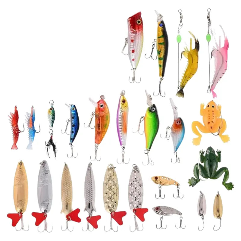 24-Piece Premium Fishing Lure Assortment for Freshwater and Saltwater Angling