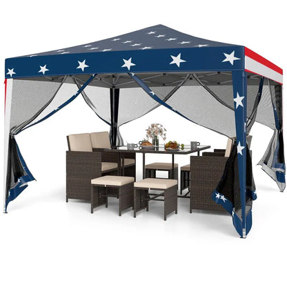 10×10 FT Pop-Up Canopy Tent  Instant Setup Outdoor Shelter with Mesh Panels, Carry Bag & Adjustable Height