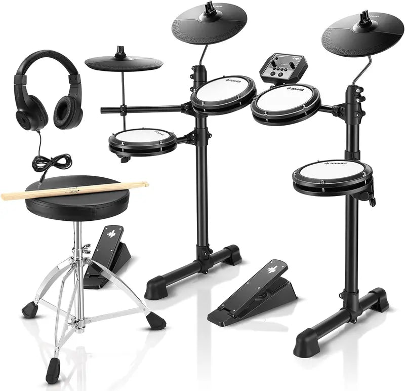 Donner DED-80 Electronic Drum Kit  Beginner-Friendly Set with Mesh Pads, 180+ Sounds, Headphones, Sticks, Throne, and Melodics Access