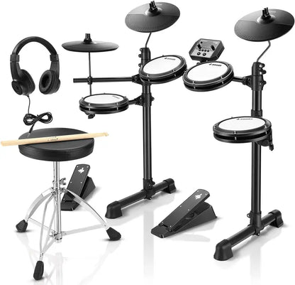 Donner DED-80 Electronic Drum Kit  Beginner-Friendly Set with Mesh Pads, 180+ Sounds, Headphones, Sticks, Throne, and Melodics Access