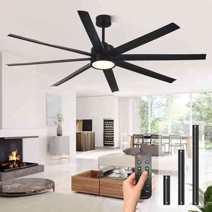 72-Inch Modern Ceiling Fan with Dimmable 3-CCT Light & Remote | 8-Blade Quiet DC Motor, 6-Speed Reversible, 24W Energy-Efficient Design for Living Rooms, Bedrooms, Patios, or Industrial Spaces