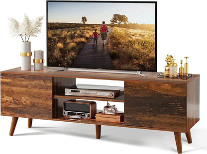 WLIVE TV Stand for 55 60 inch TV, Mid Century Modern TV Console, Entertainment Center