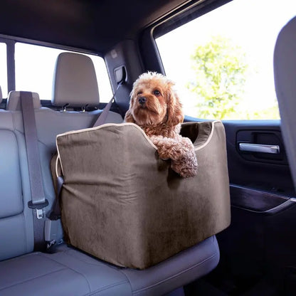 Lookout I Dog Booster Seat  Elevated Pet Car Seat for Small Dogs (515 lbs), Black Diamond Fabric with Washable Cover