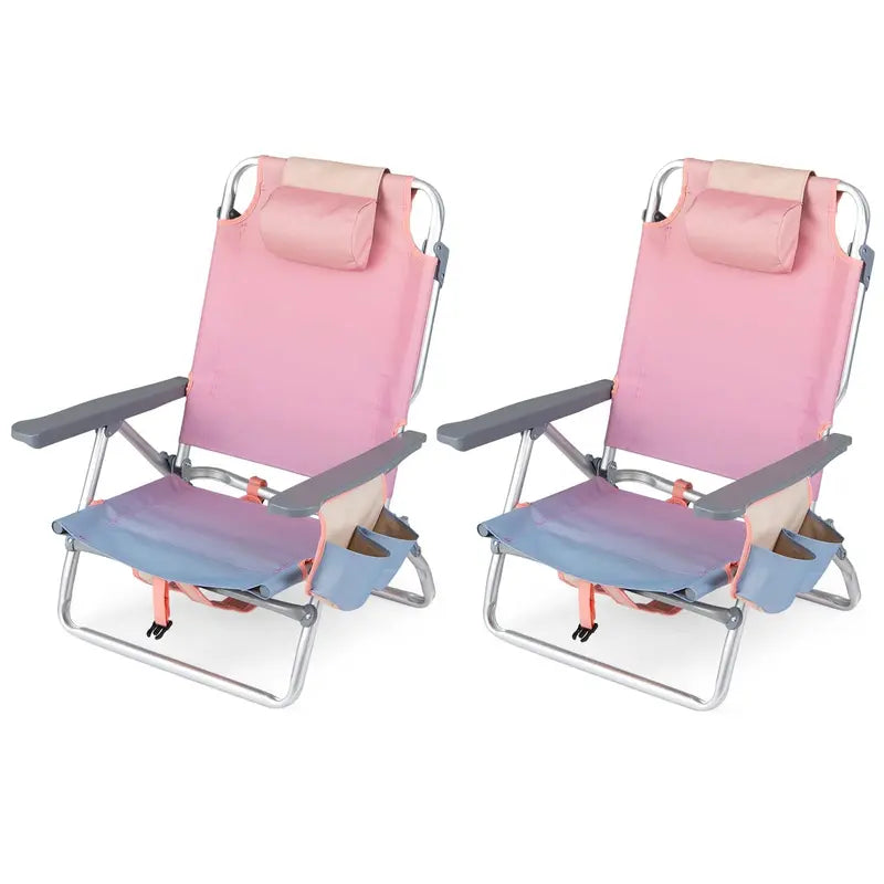 Lightweight Backpack-Friendly Reclining Beach Chairs (Set of 2 or 4)