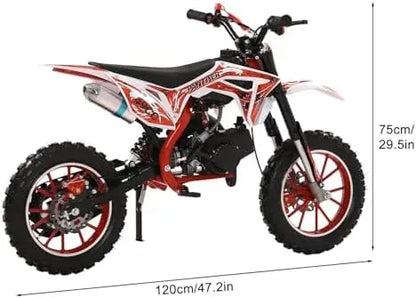 50cc Gas Dirt Bike for Adults & Kids  Red, 2-Stroke, Up to 40 MPH Off-Road Trail Bike