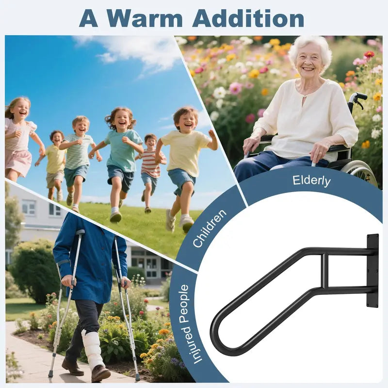 Non-Slip Wall-Mount Stair Handrail  Supportive Grab Bar for Seniors, Children & Expectant Mothers