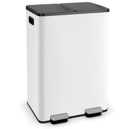 16-Gallon Dual-Bin Stainless Steel Kitchen Trash Can