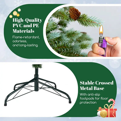 6 ft Pre-Lit Full-Profile Artificial Christmas Tree  Hinged Pine-Style Xmas Tree with 240 Warm White LEDs