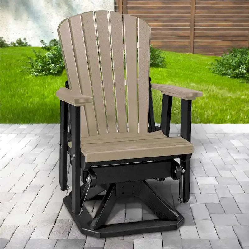 OS Home & Office Swivel Glider Recliner — Fan-Back Design in Weatherwood Finish with Matte Black Base
