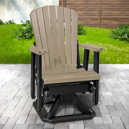 OS Home & Office Swivel Glider Recliner — Fan-Back Design in Weatherwood Finish with Matte Black Base