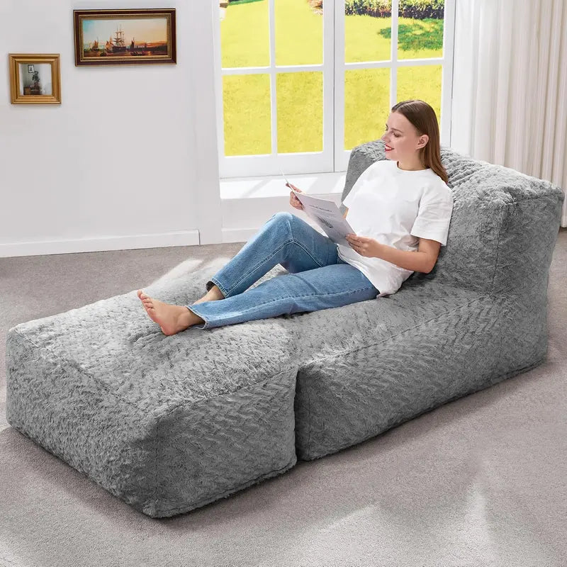 Hobestluk Extra-Large Memory Foam Bean Bag Lounger  Cordless Lounge Sofa for Adults