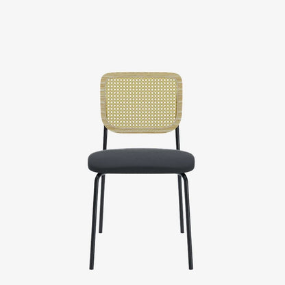 Lot de 2 chaises en rotin et velours noir Juna