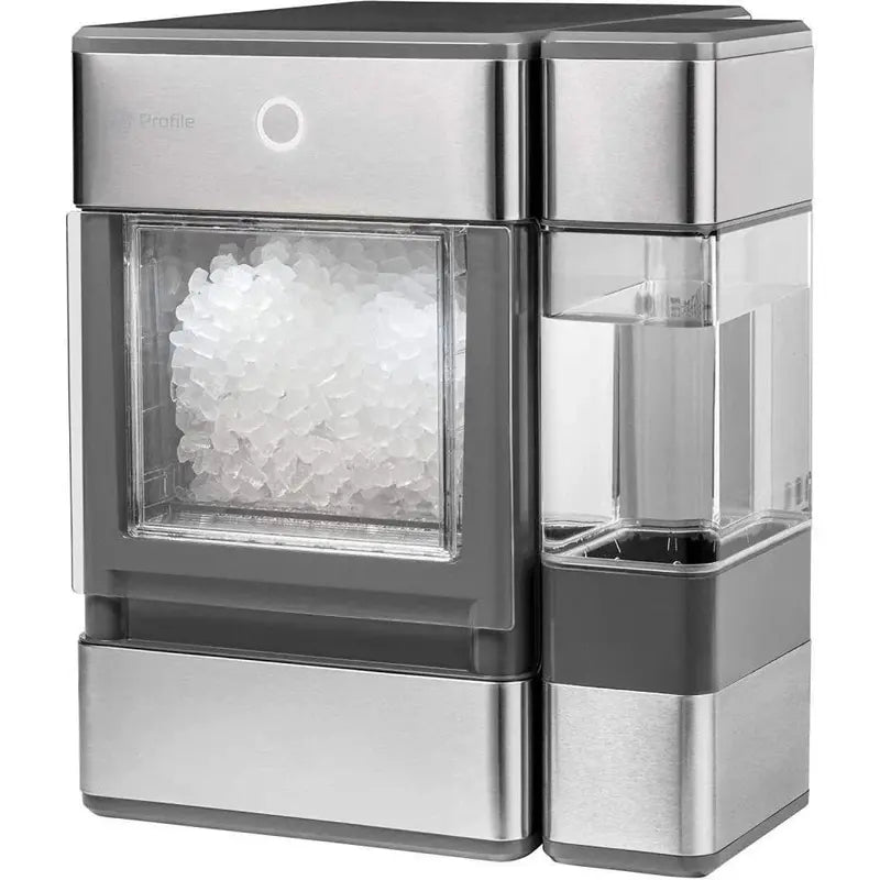 GE Profile OPAL01GEPKT Countertop Nugget Ice Maker — Stainless Steel Design with Gray Accents & LED Lighting