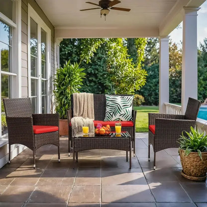 Homall 4-Piece Patio Furniture Set — All-Weather Wicker Chairs with Comfort-Focused Cushioning