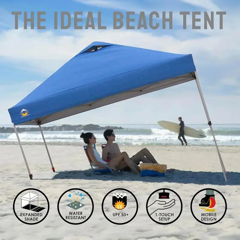 10×10 One-Click Pop-Up Awning  Silver-Coated Sunshade Canopy for Beach, Picnic & Outdoor Events