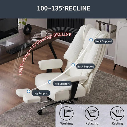 Ergonomic Executive Office Chair  High-Back Leather Seat, Lumbar Support & Footrest (400 lb Capacity)