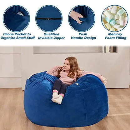 HABUTWAY Bean Bag Chair 3Ft Luxurious Velvet Ultra Soft Fur with High-Rebound Memory Foam