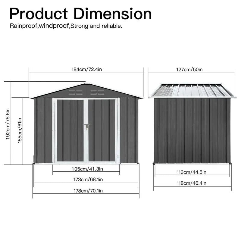 Seizeen 6  X 4  Outdoor Metal Storage Shed, Tools Storage Shed with Lockable Doors